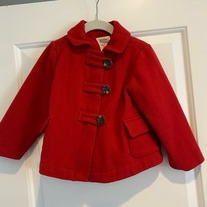 Old Navy red pea coat size 3T